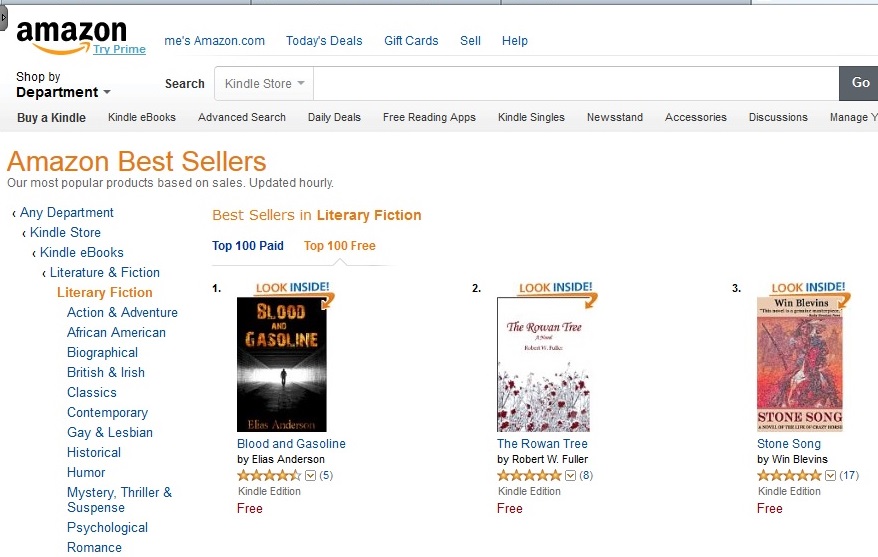  the top 3 of Amazon’s Literary Fiction eBook Best Seller list